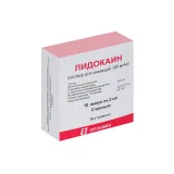 Упаковка: Лидокаин 10%, 2 мл, 10 шт, раствор для инъекций
