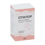 Упаковка: Отилор 10 мг/г+40 мг/г, 16 г, капли ушные