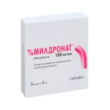 Упаковка: Милдронат 100 мг/мл, 5 мл, 5 шт, раствор для внутривенного внутримышечного и парабульбарного введения