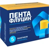 Упаковка: Пентафлуцин 20 мг+200 мг+500 мг+20 мг+200 мг, 5 г, 5 шт, гранулы для приготовления раствора для приема внутрь