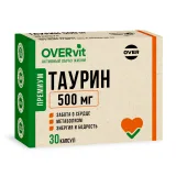 Упаковка: Таурин 500 мг, 30 капсул (OVERVit)