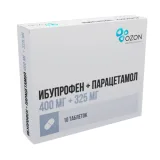 Упаковка: Ибупрофен+Парацетамол 400 мг+325 мг, 10 шт, таблетки покрытые пленочной оболочкой