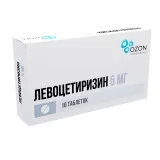 Упаковка: Левоцетиризин таблетки покрытые оболочкой пленочной 5 мг № 10
