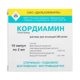 Упаковка: Кордиамин р-р д/ин. 25% 1мл №10