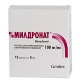 Упаковка: Милдронат р-р в/в и парабульб. введ. 100мг/мл 5мл №10