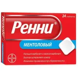 Упаковка: Ренни, таблетки жевательные (ментол), 24 шт.