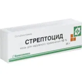 Упаковка: Стрептоцид, мазь для наружного применения 10%, туба 25 г