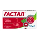 Упаковка: Гастал, таблетки для рассасывания (мятные), 12 шт.
