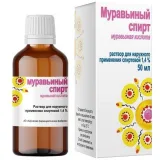 Упаковка: Муравьиный спирт, раствор спиртовой 1.4%, 50 мл