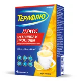 Упаковка: ТераФлю Экстра, жаропонижающее обезболивающее средство от симптомов гриппа и простуды, 4 шт.