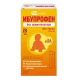 Упаковка: Ибупрофен, суспензия для приема внутрь для детей, вкус без ароматизатора, 20 мг/мл флакон с мерным шприцем, 200 г