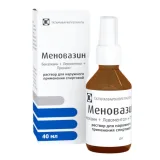 Упаковка: Меновазин, раствор для наружного применения спиртовой флакон с распылителем 40 мл, 1 шт.