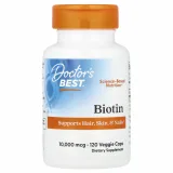 Упаковка: Doctor's Best, биотин, 10 000 мкг, 120 вегетарианских капсул