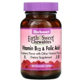 Упаковка: Bluebonnet Nutrition, EarthSweet, витамин B-12 и фолиевая кислота, натуральный малиновый ароматизатор, 180 жевательных таблеток