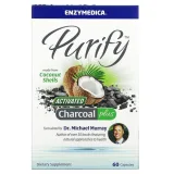 Упаковка: Enzymedica, Purify, активированный уголь, 60 капсул