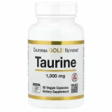 Упаковка: California Gold Nutrition, L-таурин, AjiPure, 1000 мг, 60 растительных капсул