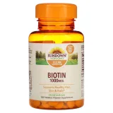 Упаковка: Sundown Naturals, Биотин, 1000 мкг, 120 таблеток