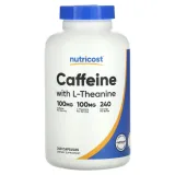 Упаковка: Nutricost, Кофеин с L-теанином, 240 капсул
