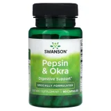 Упаковка: Swanson, Пепсин и бамия, 90 капсул