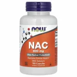 Упаковка: NOW Foods, NAC (N-ацетилцистеин), 600 мг, 100 растительных капсул
