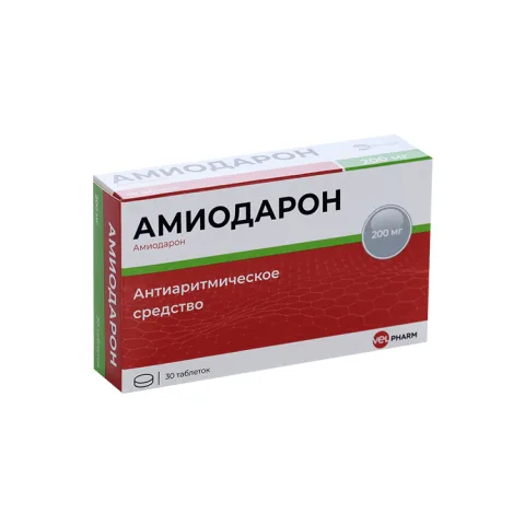 Упаковка: Амиодарон Велфарм 200 мг, 30 шт, таблетки