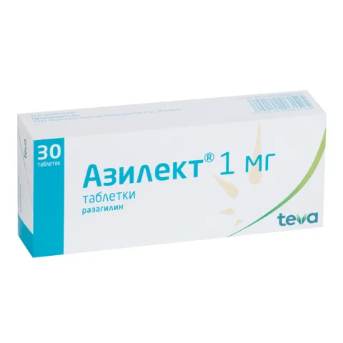 Упаковка: Азилект 1 мг, 30 шт, таблетки