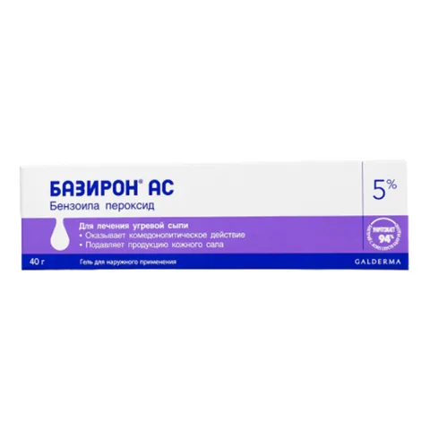 Упаковка: Базирон АС, гель 5%, 40 г