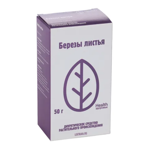 Упаковка: Березы листья, 50 г, сырье измельченное