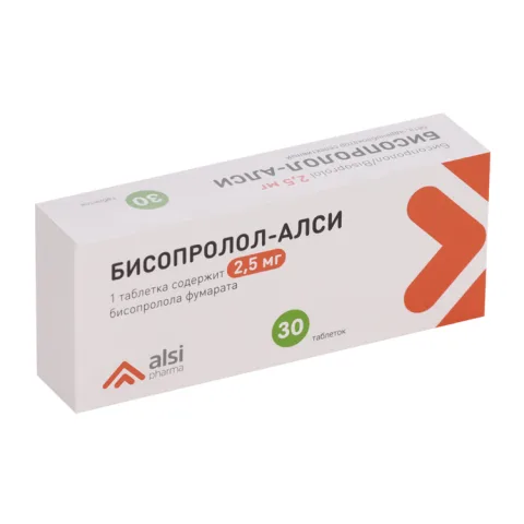 Упаковка: Бисопролол-АЛСИ 2.5 мг, 30 шт, таблетки