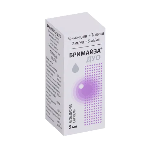 Упаковка: Бримайза Дуо 2 мг/мл+5 мг/мл, 5 мл, капли глазные