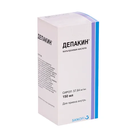 Упаковка: Депакин 57.64 мг/мл, 150 мл, сироп для детей