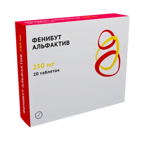 Упаковка: Фенибут Альфактив 250 мг, 20 шт, таблетки