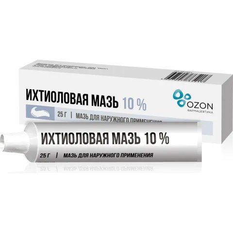 Упаковка: Ихтиоловая мазь, 10%, 25 г