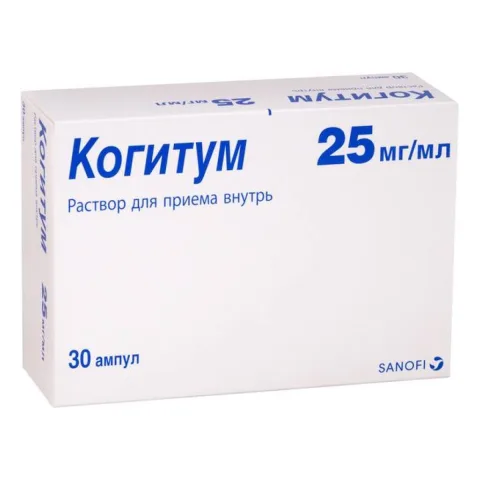 Упаковка: Когитум, раствор 25 мг/мл, ампулы 10 мл, 30 шт.
