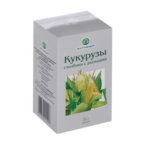 Упаковка: Кукурузы столбики с рыльцами, 35 г, сырье измельченное