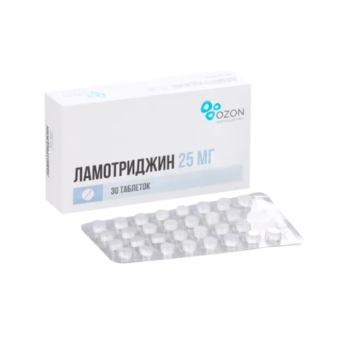 Упаковка: Ламотриджин 25 мг, 30 шт, таблетки