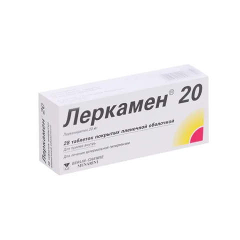 Упаковка: Леркамен 20 20 мг, 28 шт, таблетки покрытые пленочной оболочкой