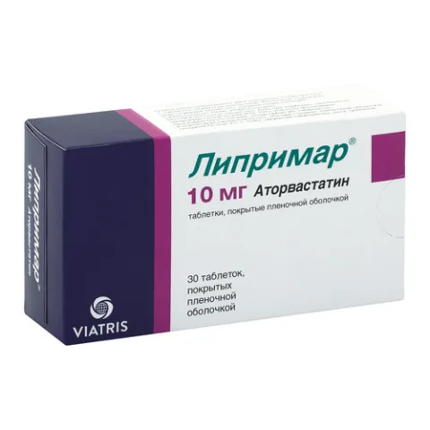 Упаковка: Липримар 10 мг, 30 шт, таблетки покрытые пленочной оболочкой (Д)