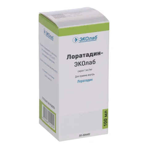Упаковка: Лоратадин-Эколаб 1 мг/мл, 100 мл, сироп
