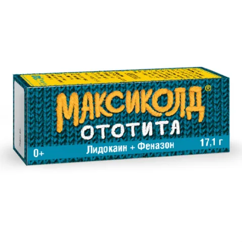 Упаковка: Максиколд Ототита капли ушные 1%+4% 17,1г