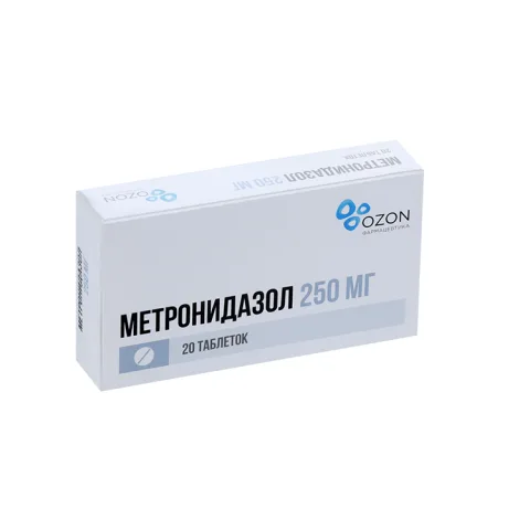 Упаковка: Метронидазол 250 мг, 20 шт, таблетки