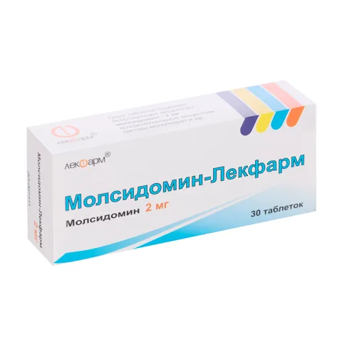 Упаковка: Молсидомин-Лекфарм 2 мг, 30 шт, таблетки