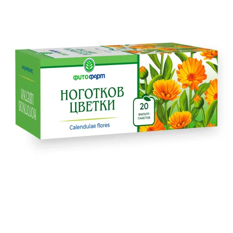 Упаковка: Ноготков цветки, пакетики 1,5 г, 20 шт. (Фитофарм)