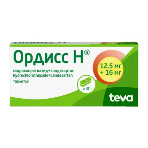 Упаковка: Ордисс Н 12.5мг+16мг, 30 шт, таблетки