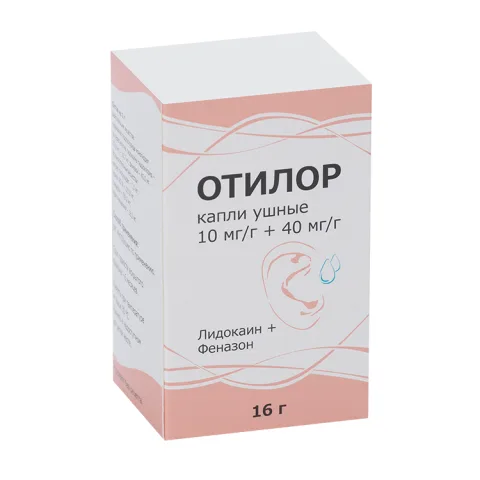 Упаковка: Отилор 10 мг/г+40 мг/г, 16 г, капли ушные
