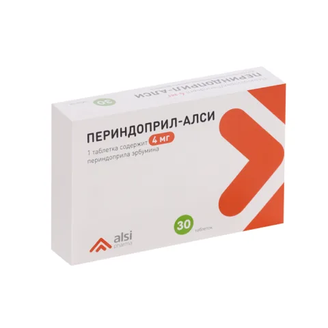 Упаковка: Периндоприл-АЛСИ 4 мг, 30 шт, таблетки