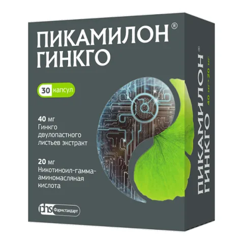 Упаковка: Пикамилон Гинкго, капсулы 40 мг+20 мг, 30 шт.