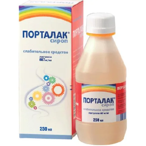 Упаковка: Порталак, сироп 667 мг/мл, 250 мл