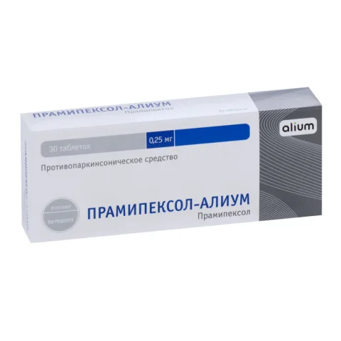 Упаковка: Прамипексол-Алиум 0.25 мг, 30 шт, таблетки