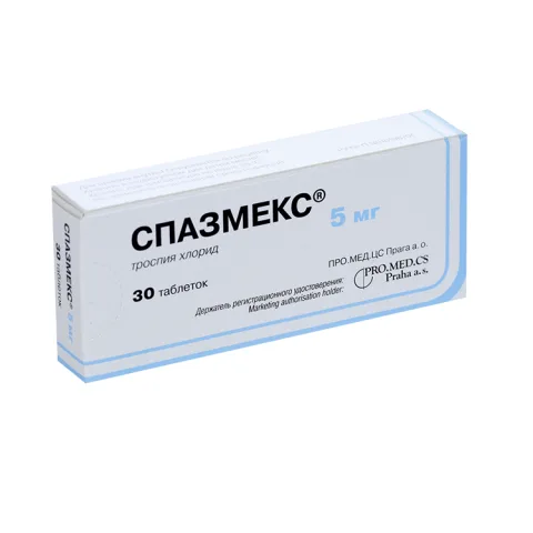 Упаковка: Спазмекс 5 мг, 30 шт, таблетки